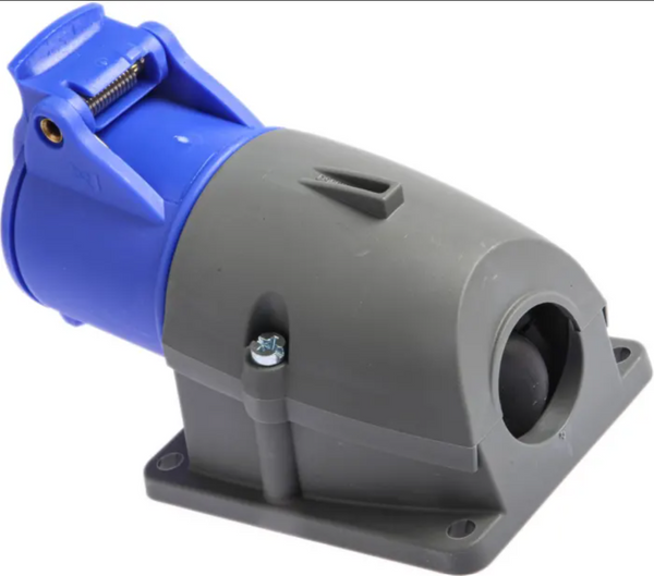 IP44 Blue Wall Mount 2P + E Right Angle Industrial Power Socket, Rated At 16A, 230 V