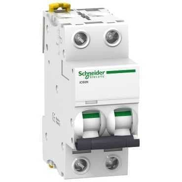 Miniature circuit breaker (MCB), Acti9 iC60H, 2P, 10A, C curve, 10000A (IEC/EN 60898-1), 15kA (IEC/EN 60947-2)