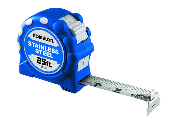 Meteran Baja Tahan Karat Komelon SS125 Gripper 25 Kaki, Biru