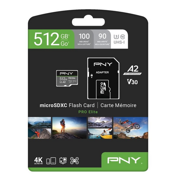 PNY Micro SD Pro Elite U3/A2/V30 512GB