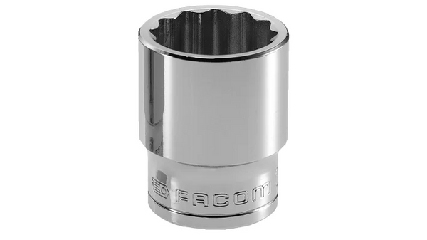 Facom Soket Standar 1/2 inci, 20mm, 12pt, Panjang Keseluruhan 36mm
