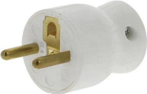 2P+T 16A Straight Output Plastic Plug - White