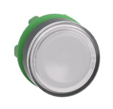 Head for illuminated push button, Harmony XB5, plastic, white flush, 22mm, universal LED, spring return, plain lens